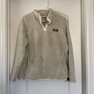 L.L.Bean Women’s Sweater Fleece Pullover, Oatmeal, Size medium